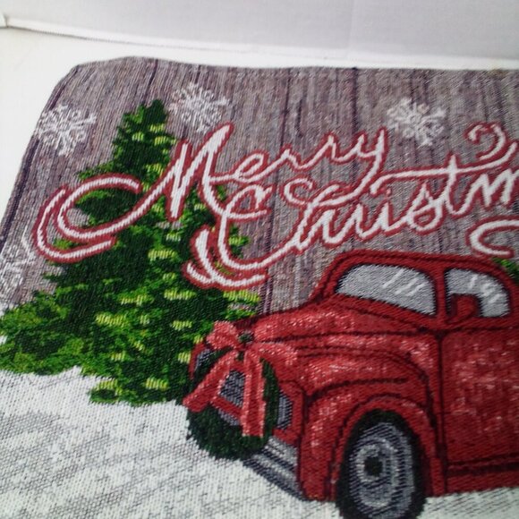 Christmas Placemat Lot of 4 Red Truck Tree Fabric 18" x 12.5" 2 Patterns - Picture 5 of 14